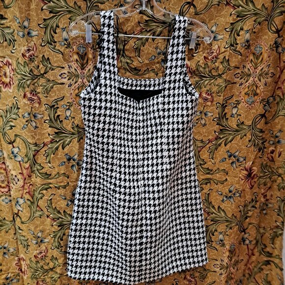 NWT new with tag open neck bare shift dress in a thick material houndstooth - Picture 2 of 10